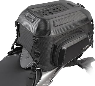 Rhinowalk Motorcycle Tail Bag Rear Seat Bag Hard Shell Waterproof 23-35L Expandable Motorbike Helmet Bag Backpack Luggage Bag Storage Bag