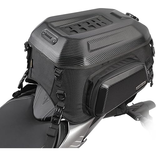 Rhinowalk Motorcycle Tail Bag Rear Seat Bag Hard Shell Waterproof 23-35L Expandable Motorbike Helmet Bag Luggage Bag Storage Bag