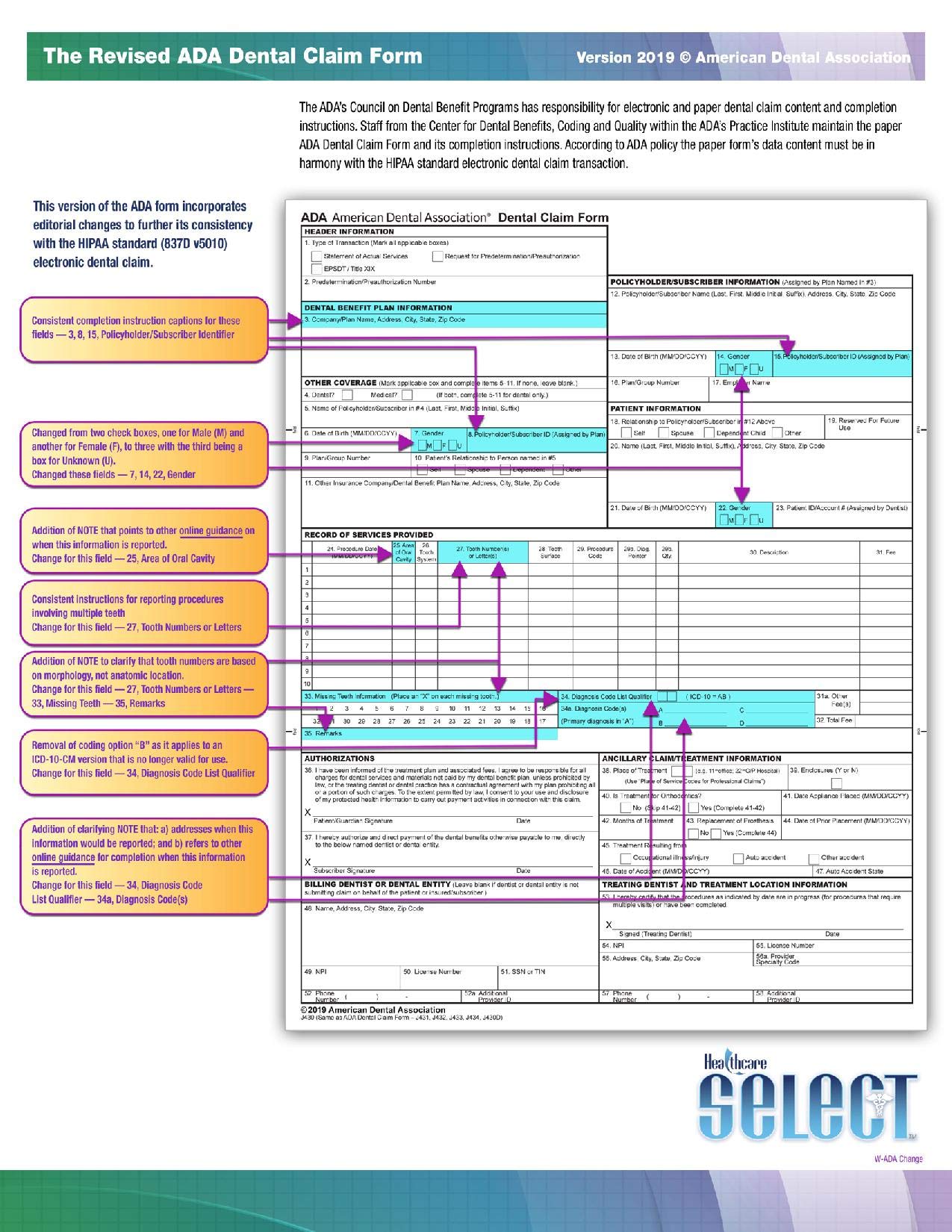 Amazon.com : ADA Dental Claim Form (New 2019 Version), Single Sheets, 2,500  Sheets : Office Products