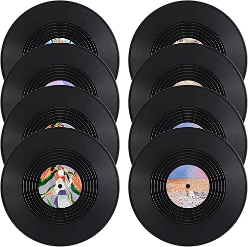 Tobeelec 8 discos de vinilo en blanco de 11.5 pulgadas, discos falsos de decoración vintage, discos de vinilo falsos en blanco para estética de