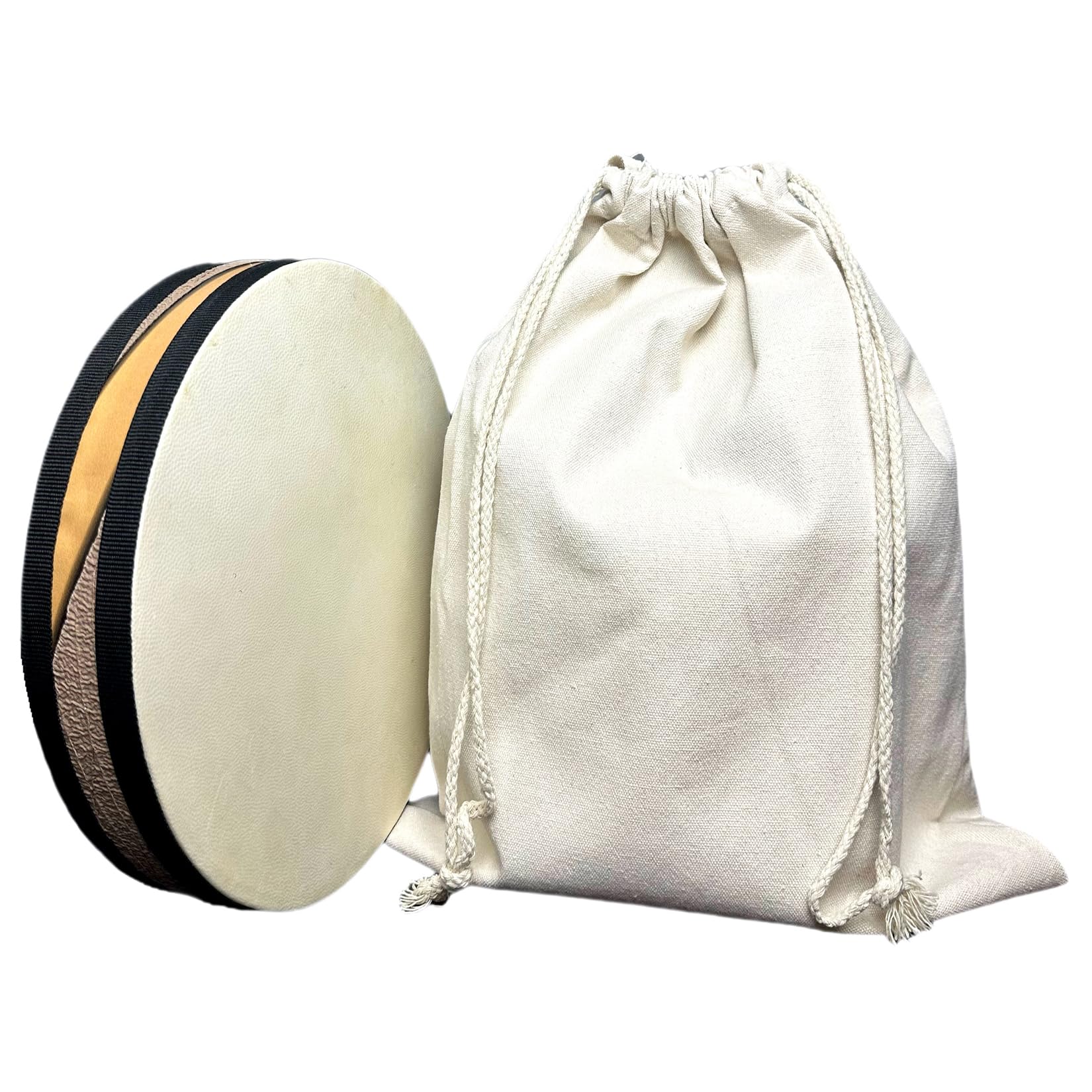 SIPSOCE Wooden Double-Sided Sheepskin Ocean drum,Sonic Energy Wave Drum?Music Healing Tools?Suitable for Yoga Meditation?Comes with a Cloth Bag for Easy Carrying