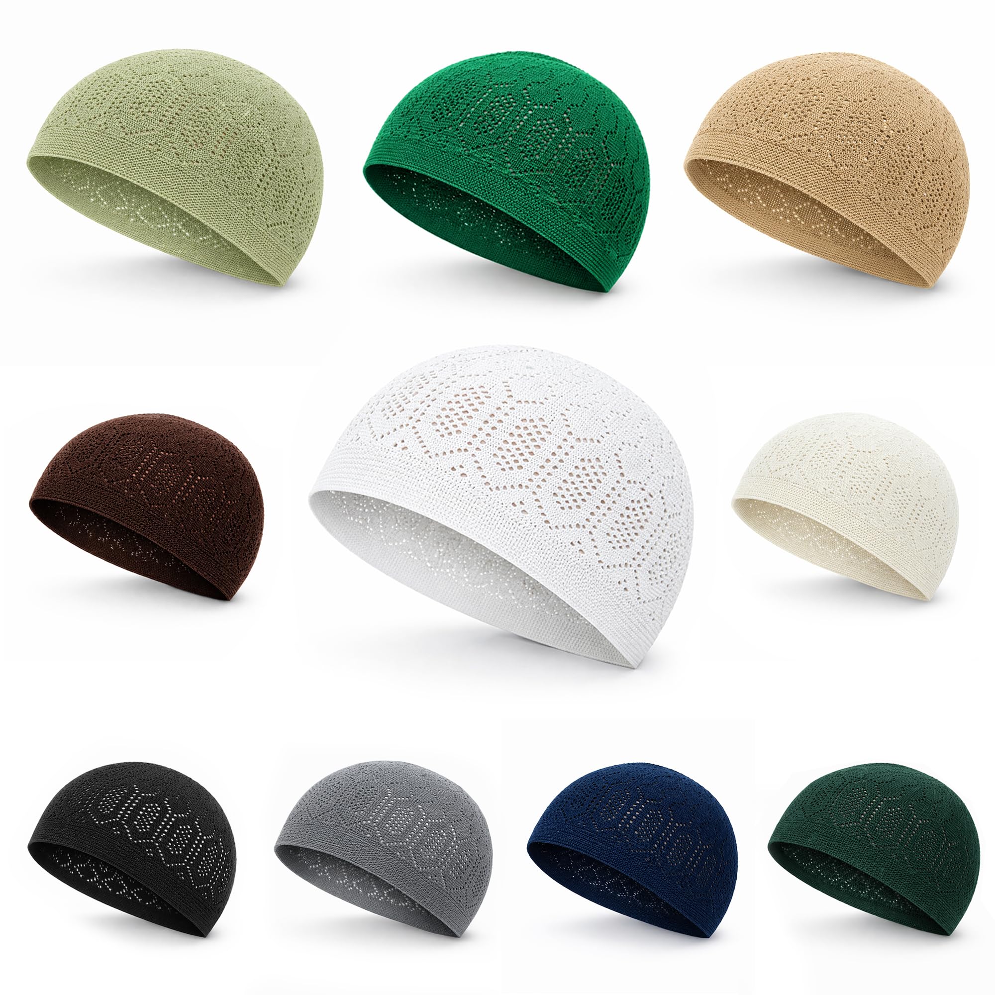 ihvan online Turkish Muslim Kufi Hats for Men, Taqiya, Takke, Peci, Islamic Caps, Ramadan Eid Islamic Gifts, Mixed Color, One size
