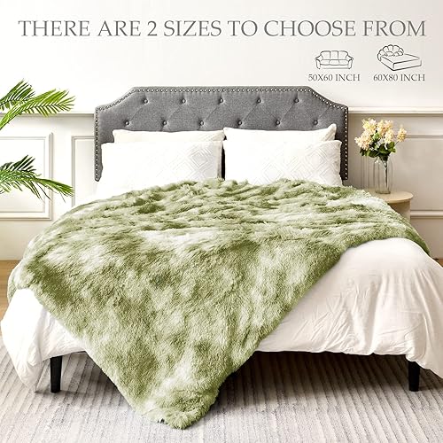 Miniatura 5 de Exclusivo Mezcla Manta Difusa de Piel Sintética, Mantas Reversibles de Vellón Sherpa Peludo Teñido Tie-Dye, Mantas Suaves y Mullidas Cálidas para