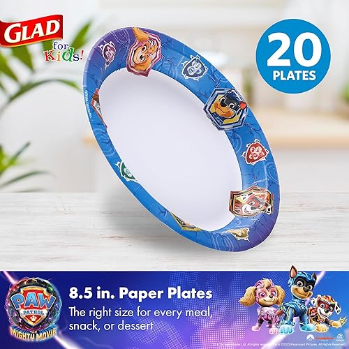 Miniatura 2 de Glad Platos de papel de la Patrulla Canina para niños, diseño Power Up de 7 pulgadas, platos de papel de la Patrulla Canina, platos pequeños para