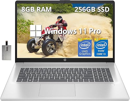 HP Portátil empresarial IPS FHD de 17.3 pulgadas, procesador Intel Core i3-N305, 8 GB de RAM, SSD de 256 GB, gráficos Intel UHD, lector de huellas