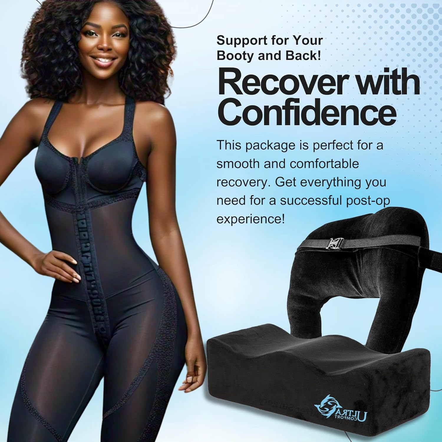 ultra comfort BBL Pillow with Back Support Cushion, Patented BBL Recovery Must Haves, Almohada BBL Brazilian Butt Lift Pillow, Cojin BBL Back Support Pillow, Tummy Tuck Recovery Must Haves