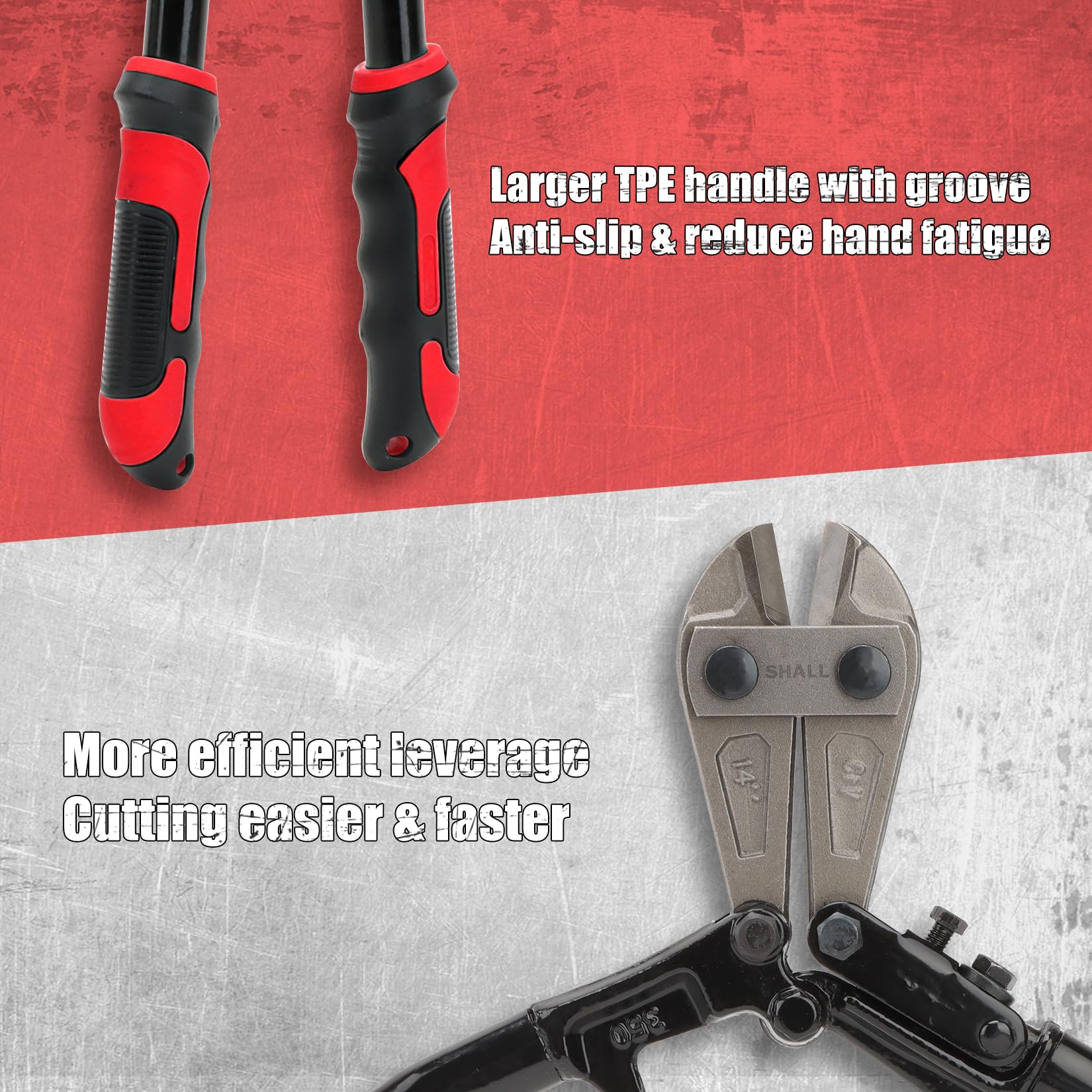 SHALL Kit de 3 alicates cortadores de pernos con funda de transporte (rojo)
