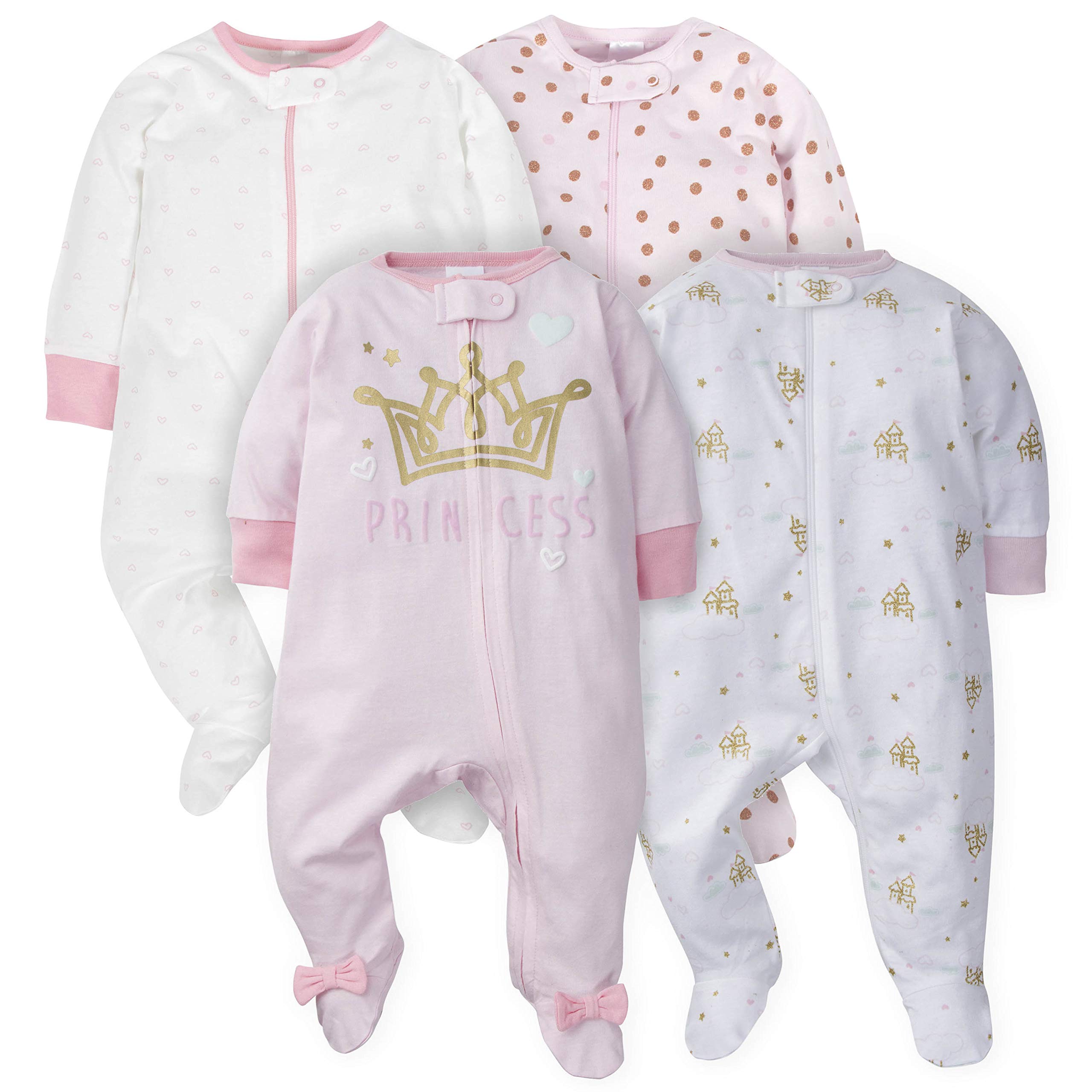 Gerber baby-girls 4 Pack Sleep 'N Play Footie