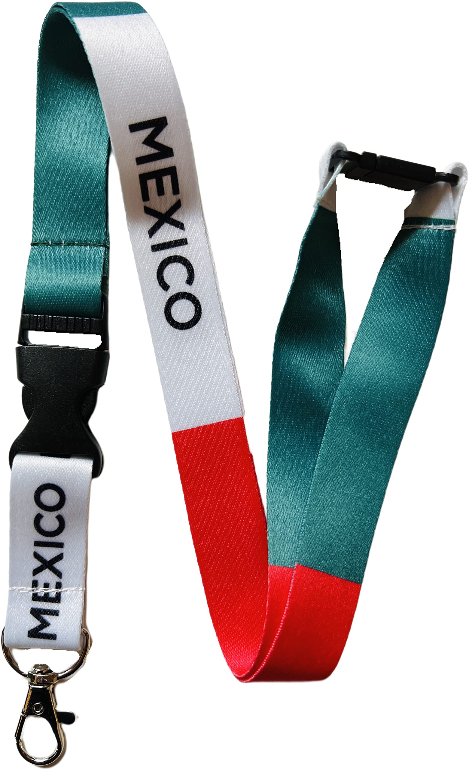 PAC Supplies Global Mexico Flag Lanyard With Safety Breakaway & Detachable Buckle Clip