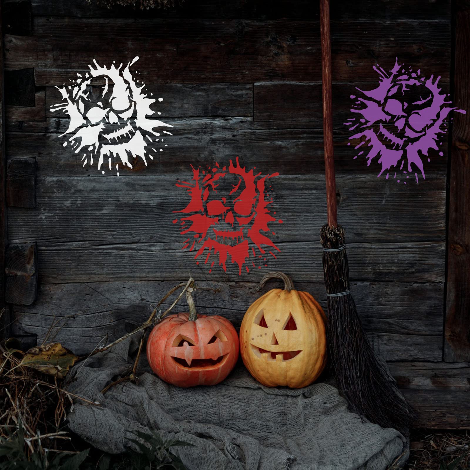 BENECREAT Lot De 13 Pochoirs à Dessin Tête De Mort, Motif De Flamme, Squelette Effrayant Pour Scrabooking, Décoration Murale, Sol, Festival