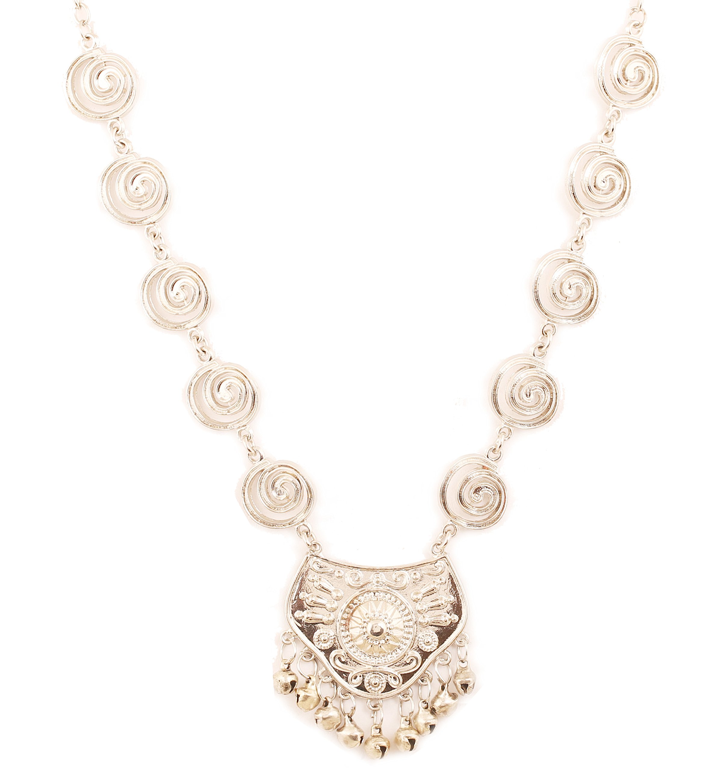 TouchstoneIndian Bollywood Tribal Boho Gypsy Oxidized Jewelry Beautiful Hand Cut Motifs Designer Jewelry Necklace Set In Oxidized Silver Tone For Women.