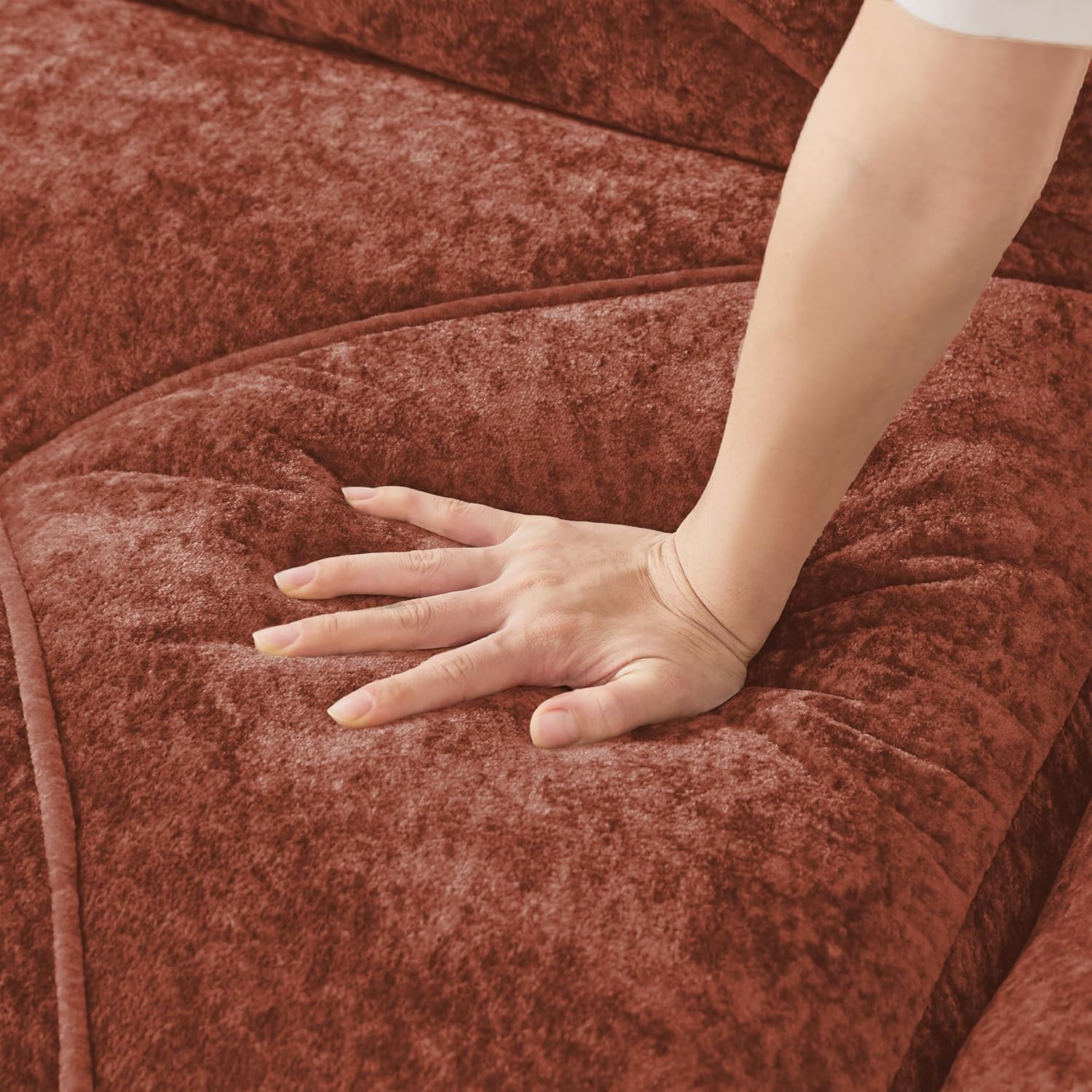 mikibama 2-Seater Sofa Couches Boneless Sofa, Soft Velvet Fabric Bottom Anti-Slip Design,Ergonomic Design Bottom,No Assembly Required for Living Rooms