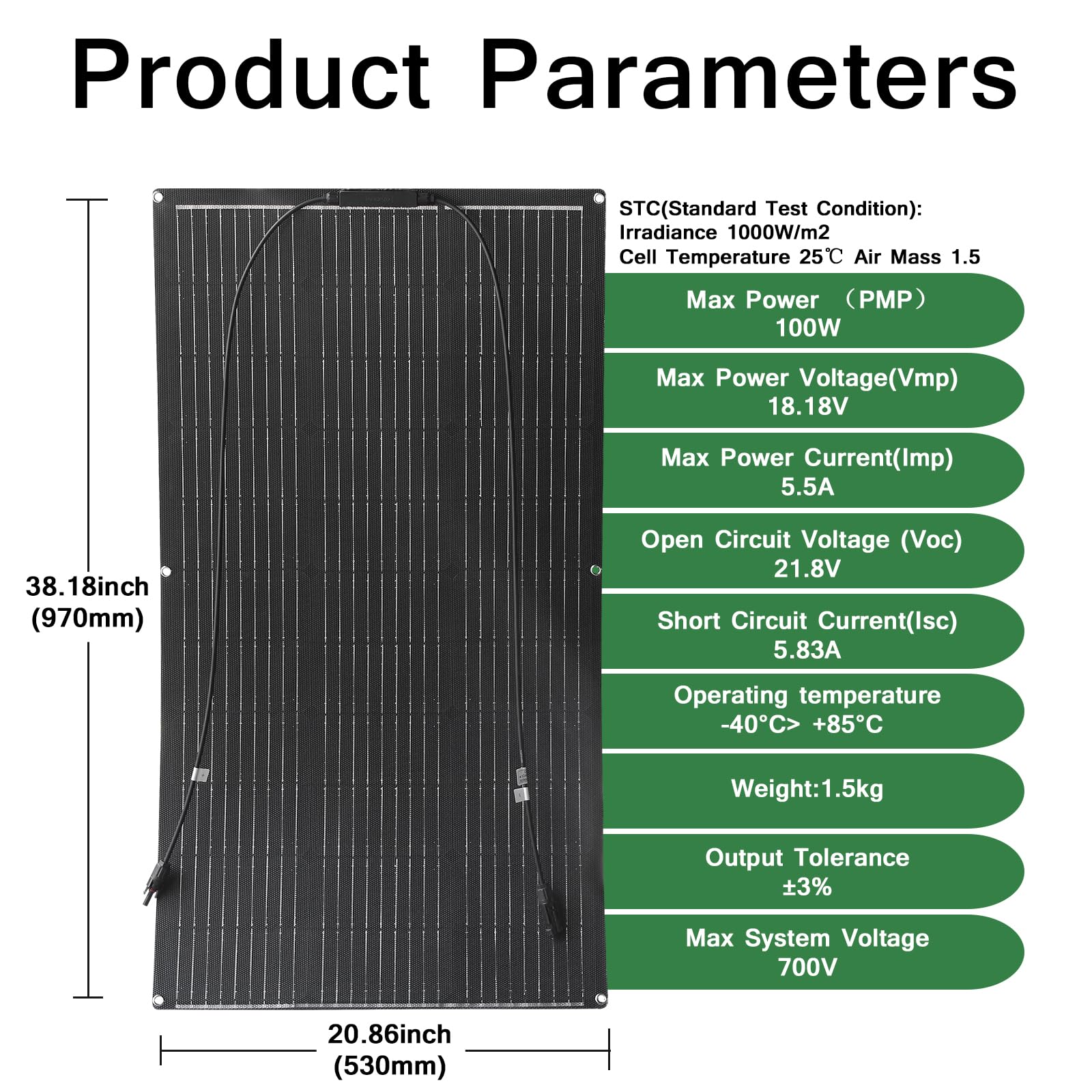 Panel Solar Flexible 100W 12V Monocristalino ETFE para Barcos y Caravanas