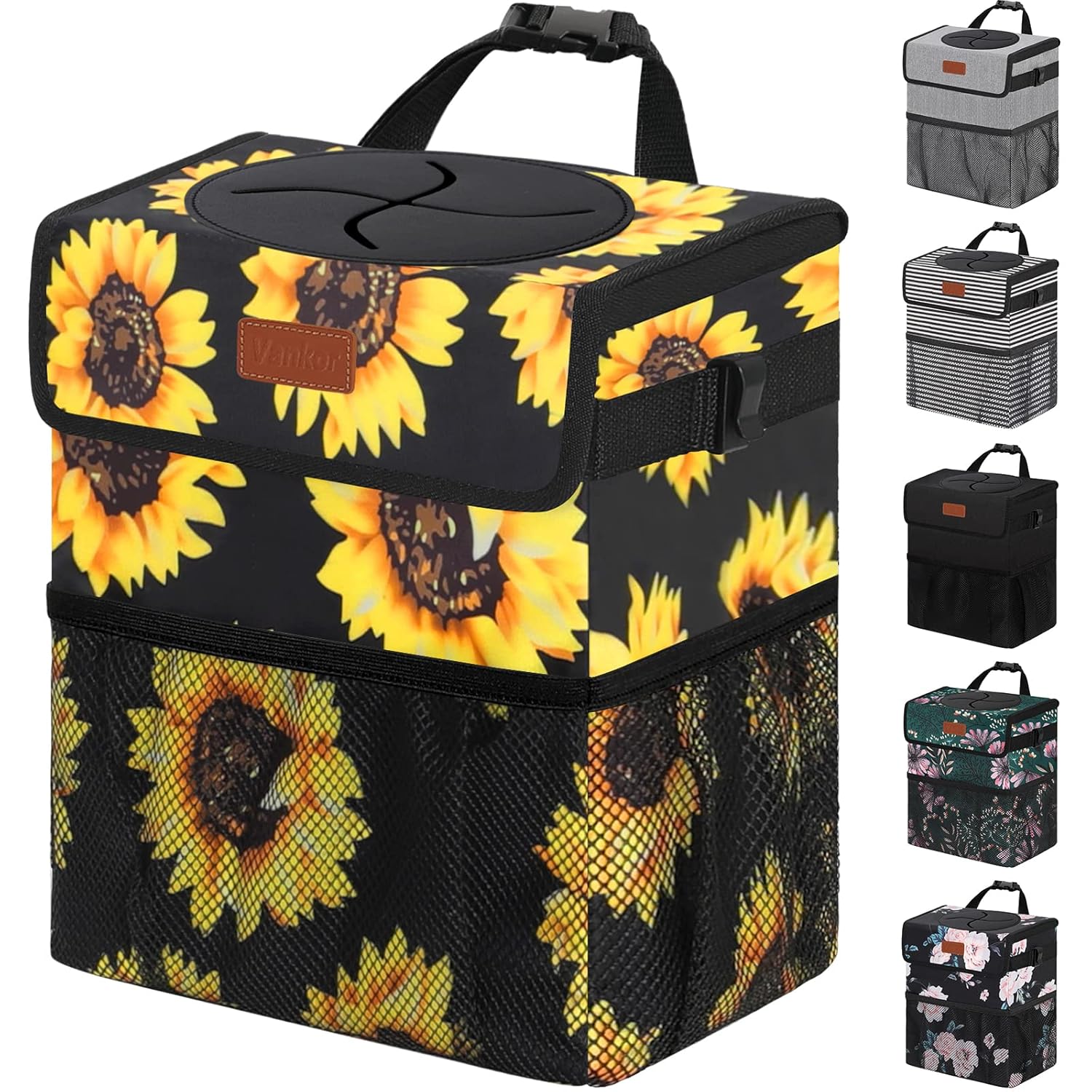 Vankor Car Trash Can for Car Cute, Car Trash Bag Bin Hanging Waterproof