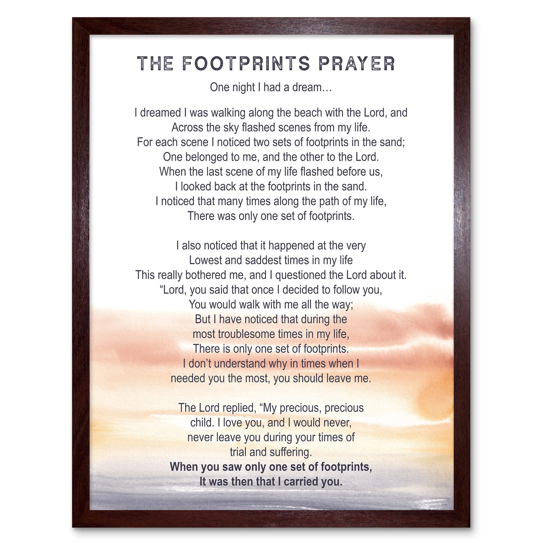 Artery8 Lord Jesus Footprints In The Sand Poem Watercolour Art Print Framed Poster Wall Decor 12x16 inch