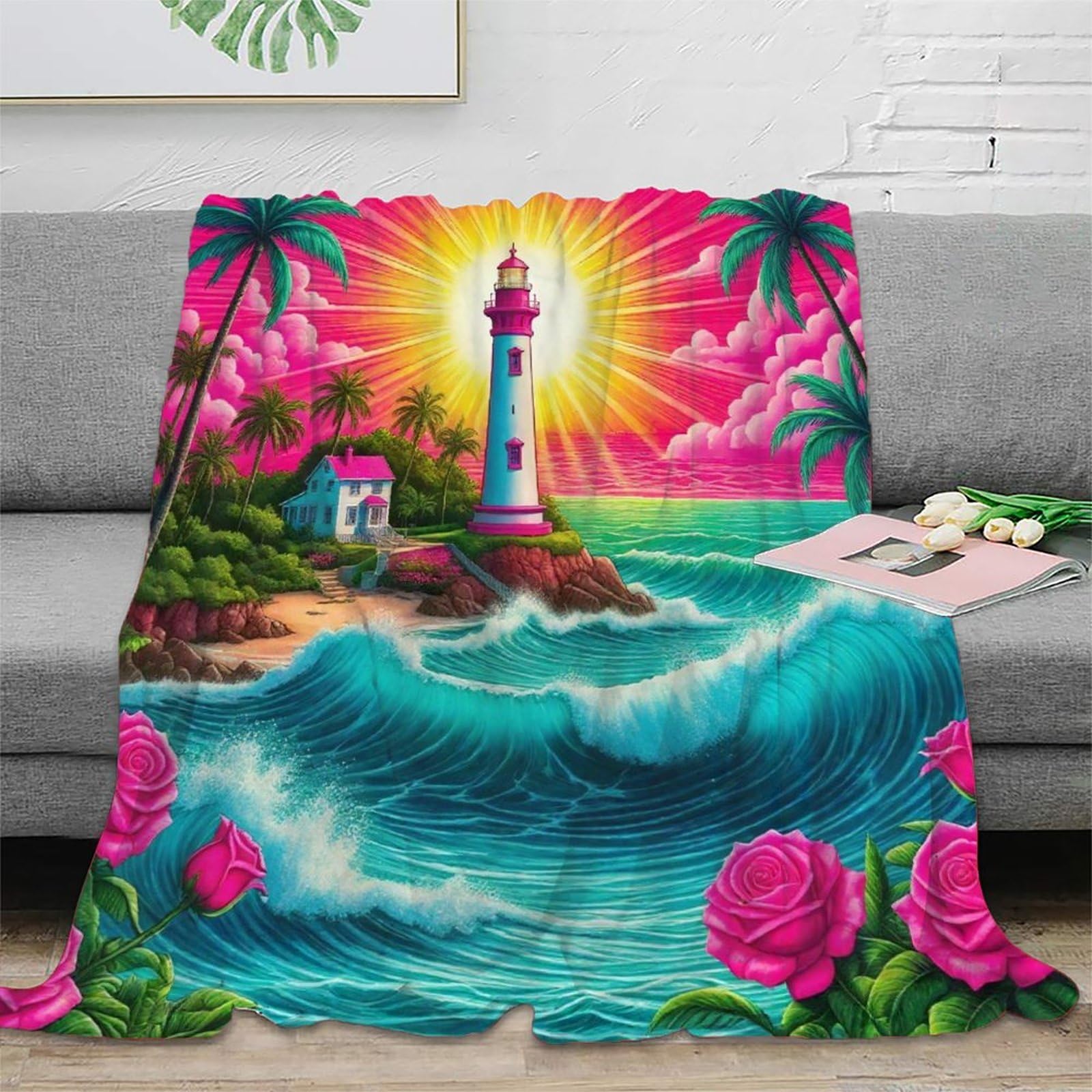 Couverture plaid phare 3D pour des soirées cocooning chaleureuses sur le canapé