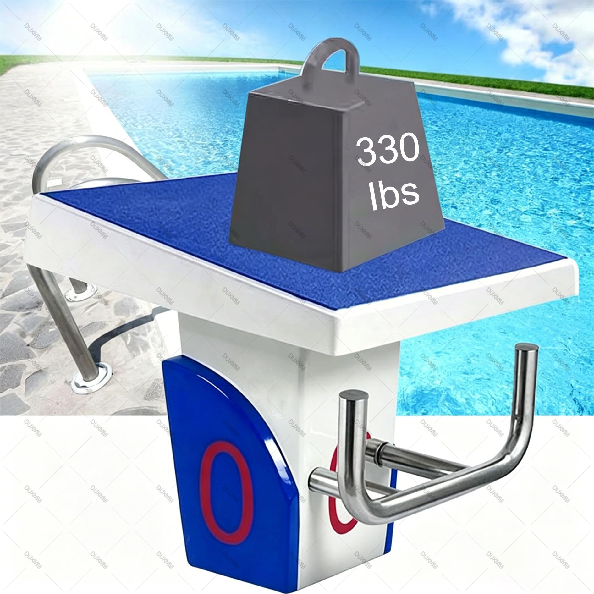 Tavola da immersione resistente, piattaforma standard per immersioni in piscina, base in acciaio inox, superficie antiscivolo, design inclinato a 15° per stadi, piscine private e uso commerciale