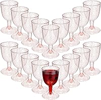 Vista 9 de 48 copas de vino de plástico desechables de 5 onzas, copas de vino de plástico duro con tallo apilables para copas de vino para postres de champán