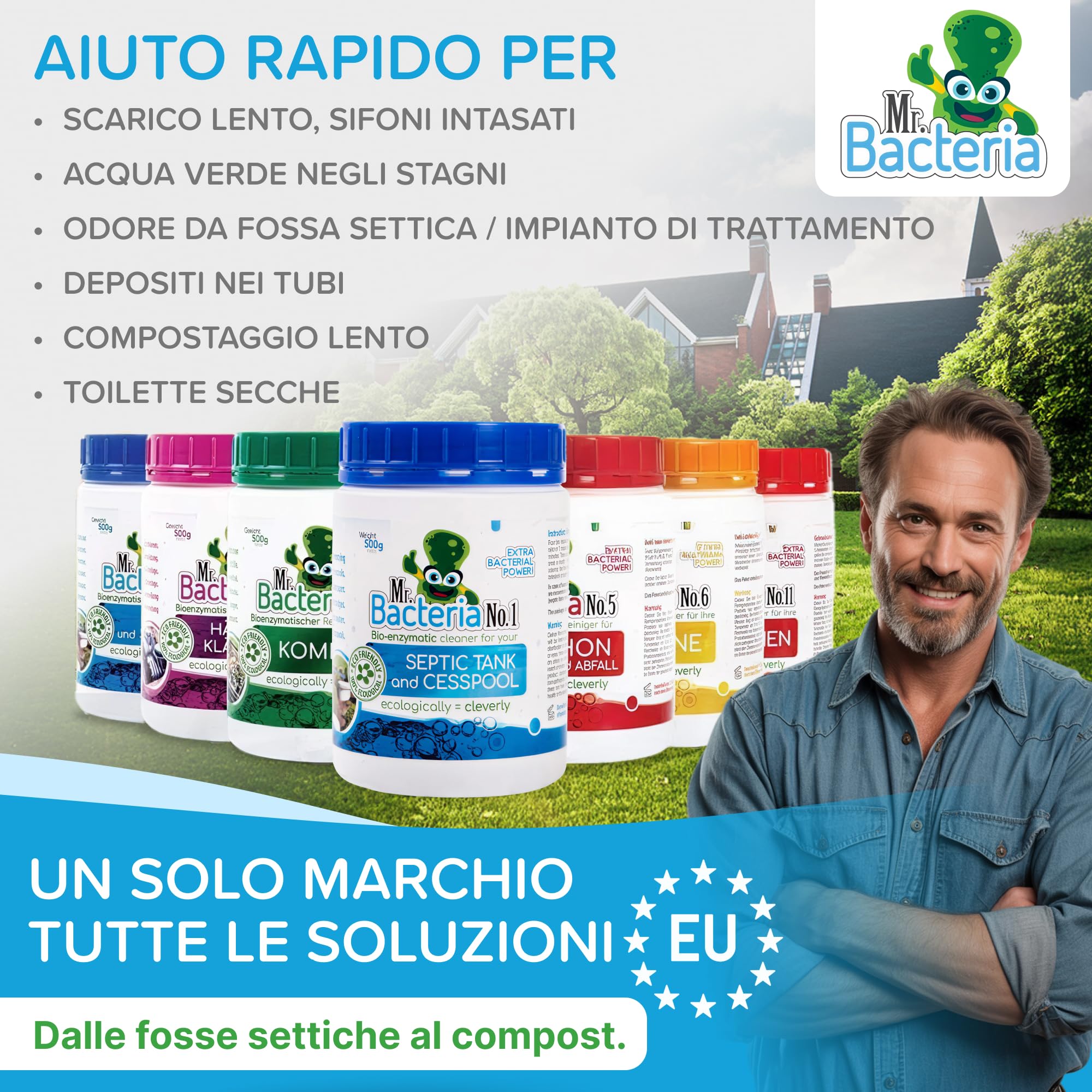 Mr. Bacteria No.5 DISGORGANTE bio-Enzimatico per TUBATURE e SIFONI, enzimatico naturale disgorgante forte, stura lavandini e scarichi, attivatore biologico pulizia tubature 500g - 1 pezzo
