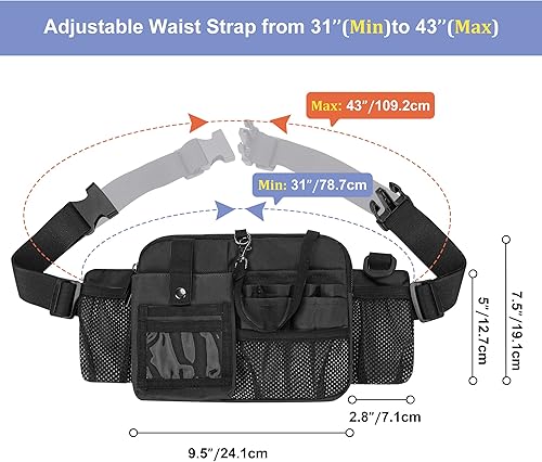 Miniatura 5 de Damero Riñonera para enfermera con múltiples compartimentos, cinturón de herramientas de enfermera, bolsa de cintura de enfermera con bolsillos para