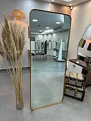 Espelho Retangular com suporte de Chão com Moldura em aluminio 150x60cm ou 170x70cm Corpo Inteiro (Dourado Real, 150x60)