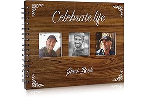 Kathfly Memorial Guest Book with Wood Grain Finish