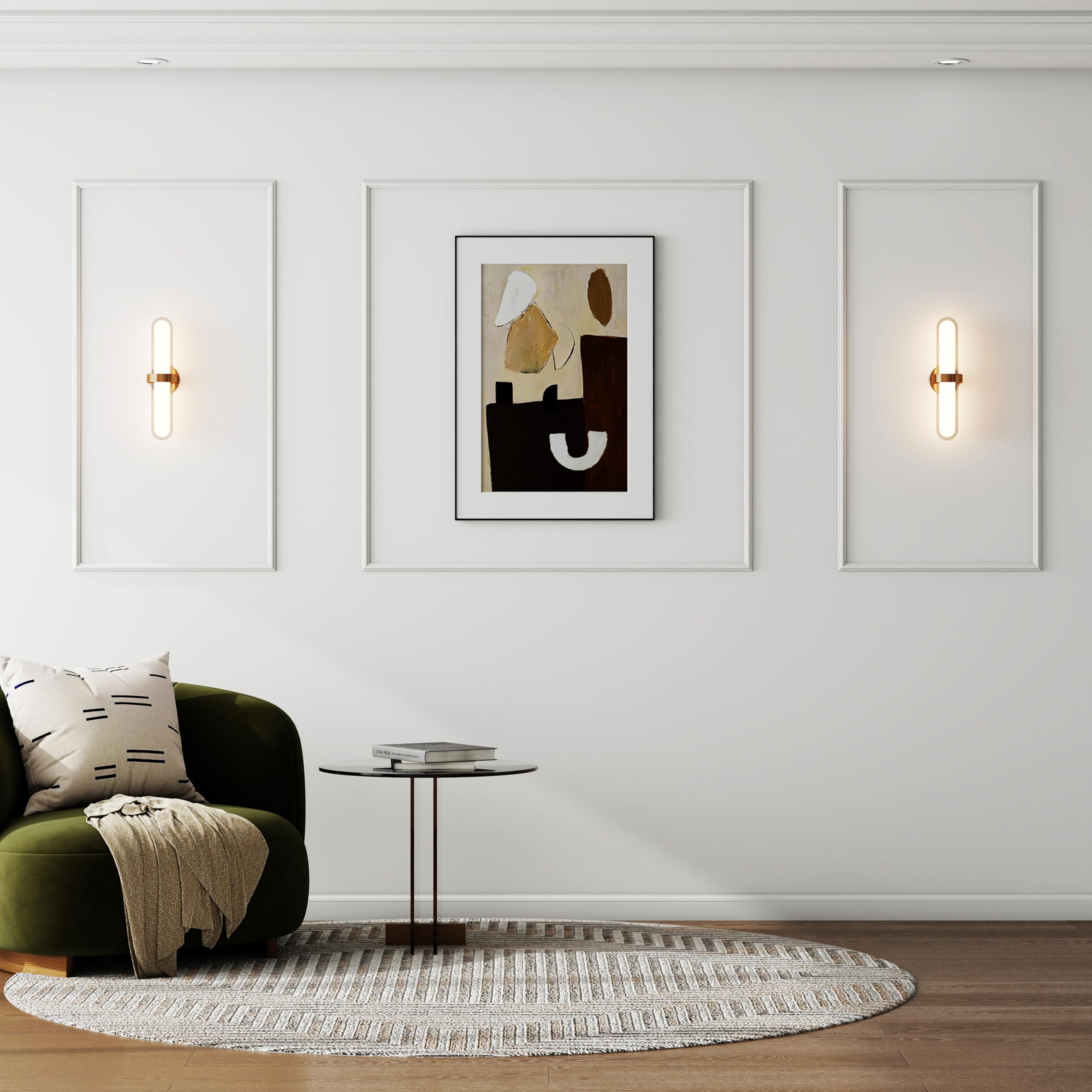 PangdaWall Molding Kit, 3D Premade Accent Molding Wainscoting Panel for Interior Wall Moulding Decor, Ready to Assemble Wainscoting Accent Panel(3 Set,21.65x43.3in+43.3x43.3in)