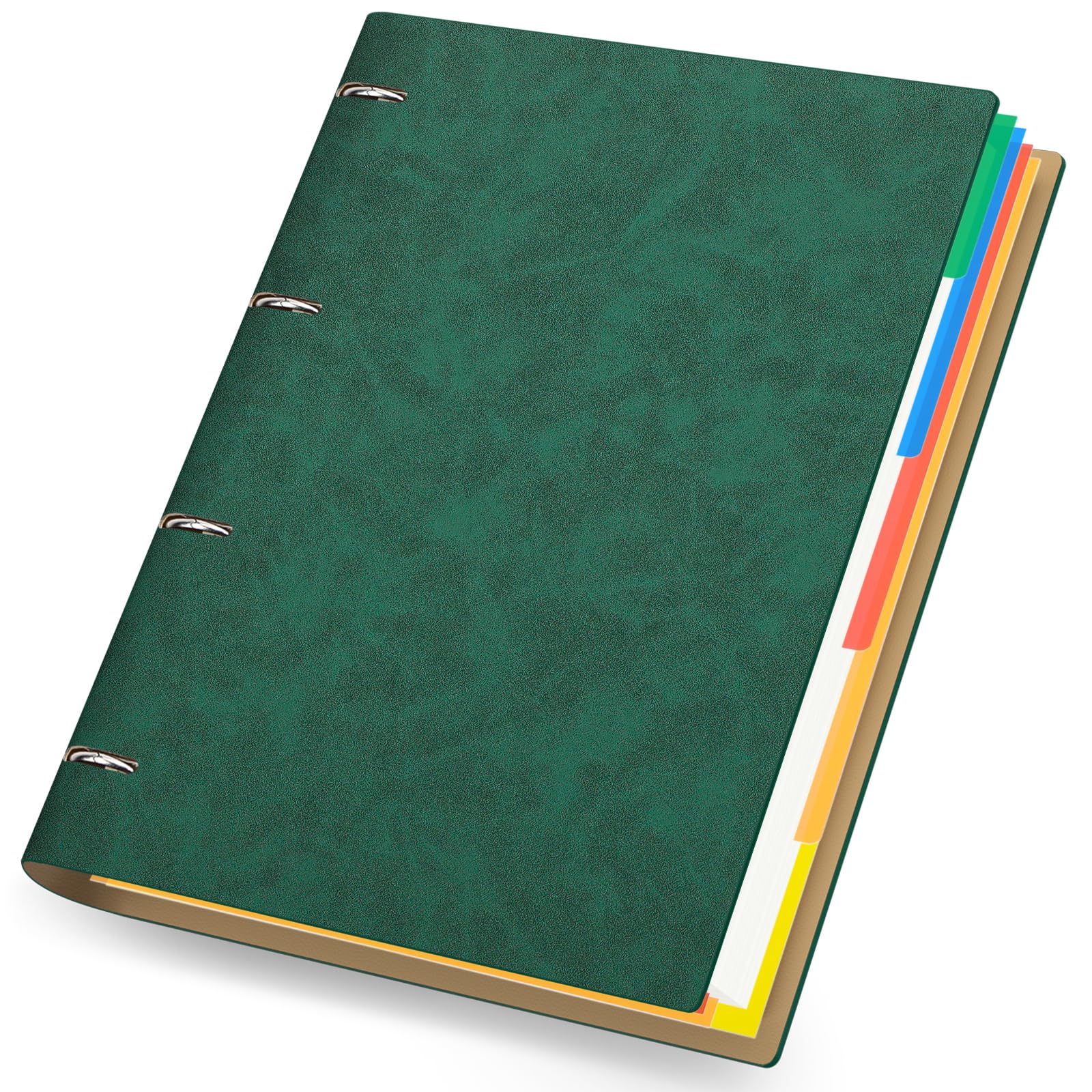 Yarotm A4 Lined Paper Refill Pad - 8.3 x 11.7 inch PU Leather Ring Binder Notebook Ruled 7mm - 150 Sheets 100GSM Loose Leaf Paper Hardback Notepad Refillable for School, Office, Dark Green — image 1