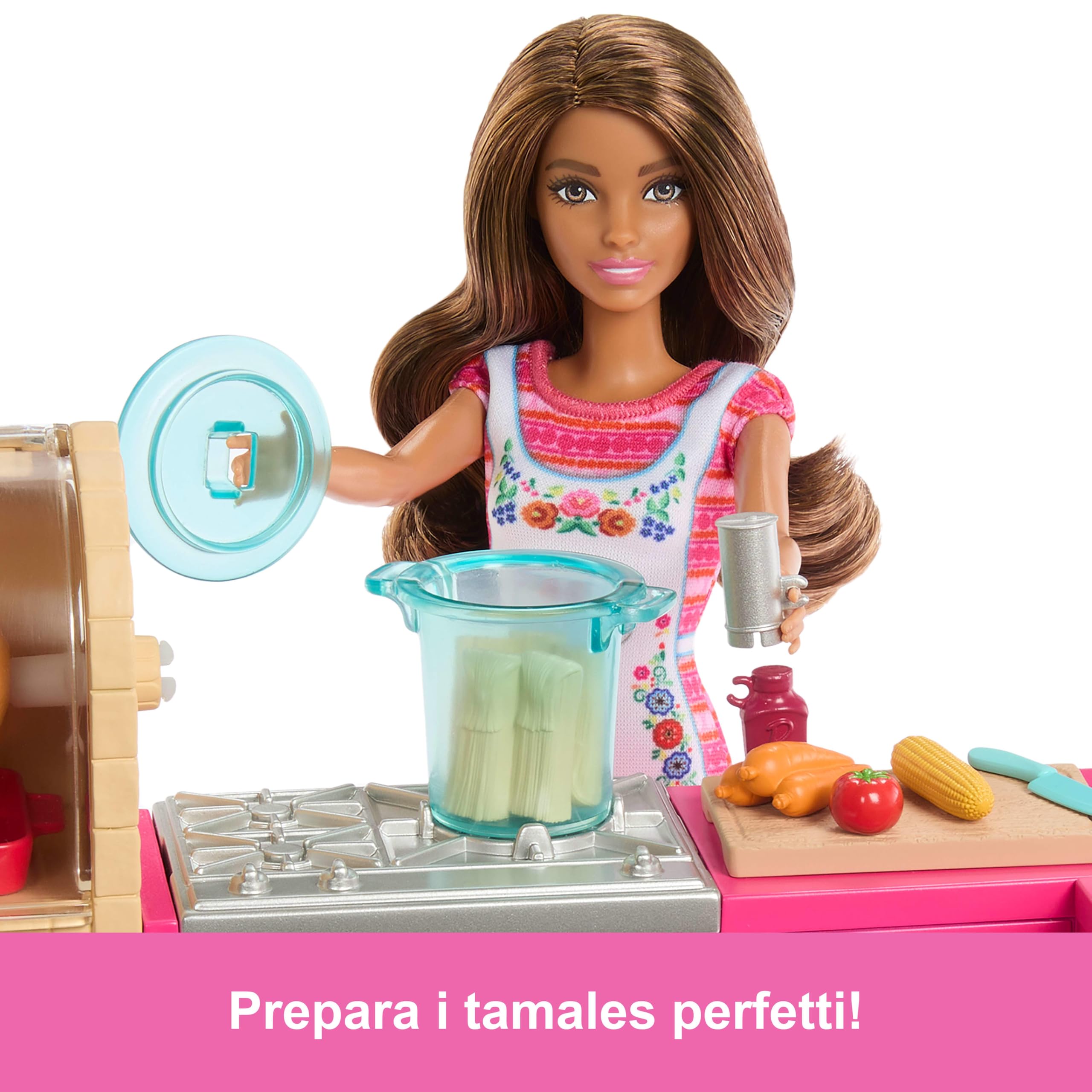 Barbie Teresa - La Ricetta dell'amicizia, set a tema cucina con bambola Teresa, 20 accessori inclusi tra cui i biscotti con effetto cambia colore, giocattolo per bambini, 3+ anni, JCT06