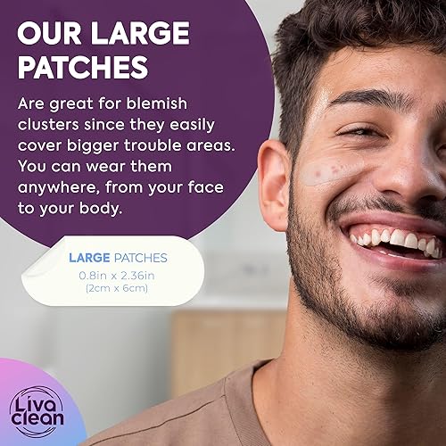 Miniatura 4 de Parches grandes para espinillas de 60 quilates, parches hidrocoloides para acné con ácido salicílico, árbol de té y aceite de caléndula, parche de