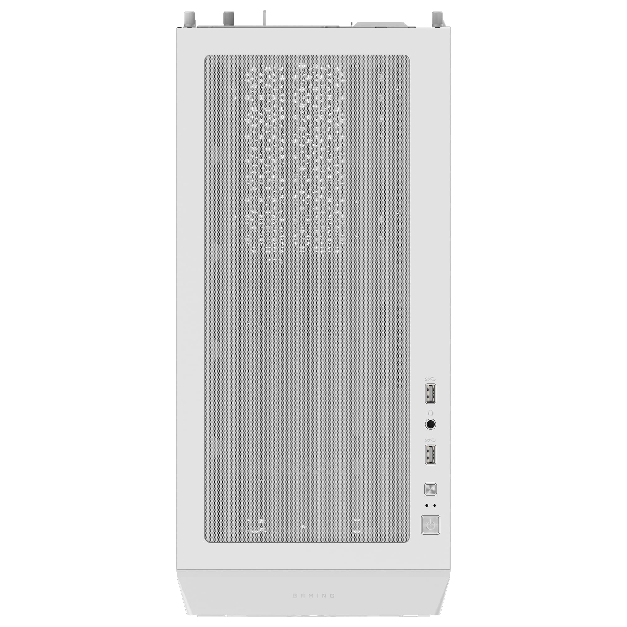 GIGABYTE C102 Glass Ice - Carcasa Blanca para Juegos de PC de Torre Media, Vidrio Templado, Cubierta de Fuente de alimentación, 2 Ventiladores de 120 mm (GB-C102GI)