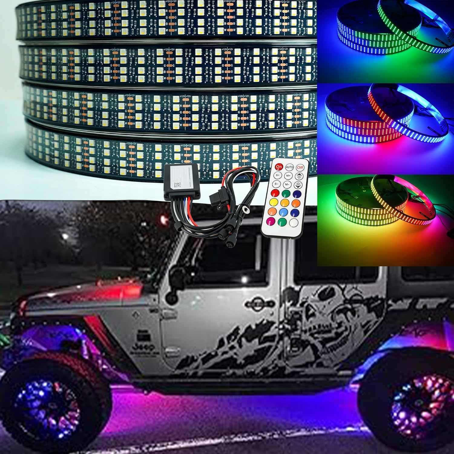 15.5'' RGB Color Changing Wheel Lights, Quad Rows 1152LEDs Brightest LED Wheel Lights,16 Million Colors APP Control,Waterproof Multicolor Wheel Ring for Truck Cat SUV Pickup Off-Road(4 PCs)