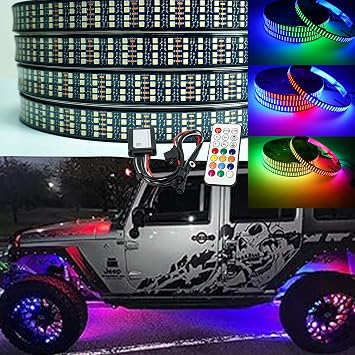 15.5 RGB Color Changing Wheel Lights, Quad Rows 1152LEDs Brightest LED Wheel Lights,16 Million Colors APP Control,Waterproof Multicolor Wheel Ring for Truck Cat SUV Pickup Off-Road4 PCs