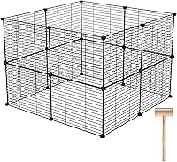 Vista 7 de C&AHOME Corralito para mascotas, suministros para animales pequeños, 12 paneles de jaula de corrales de ejercicio, rejillas C, valla portátil