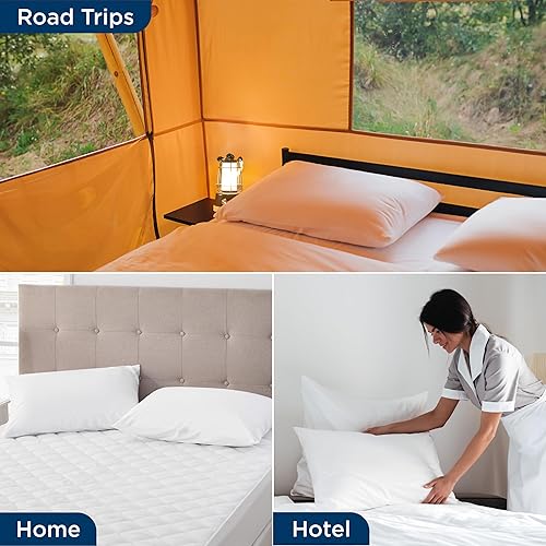 Miniatura 6 de Bedsure Juego de 2 protectores de almohada impermeables con cremallera, tamaño estándar, fundas de almohada suaves de poliéster, 20 x 26 pulgadas