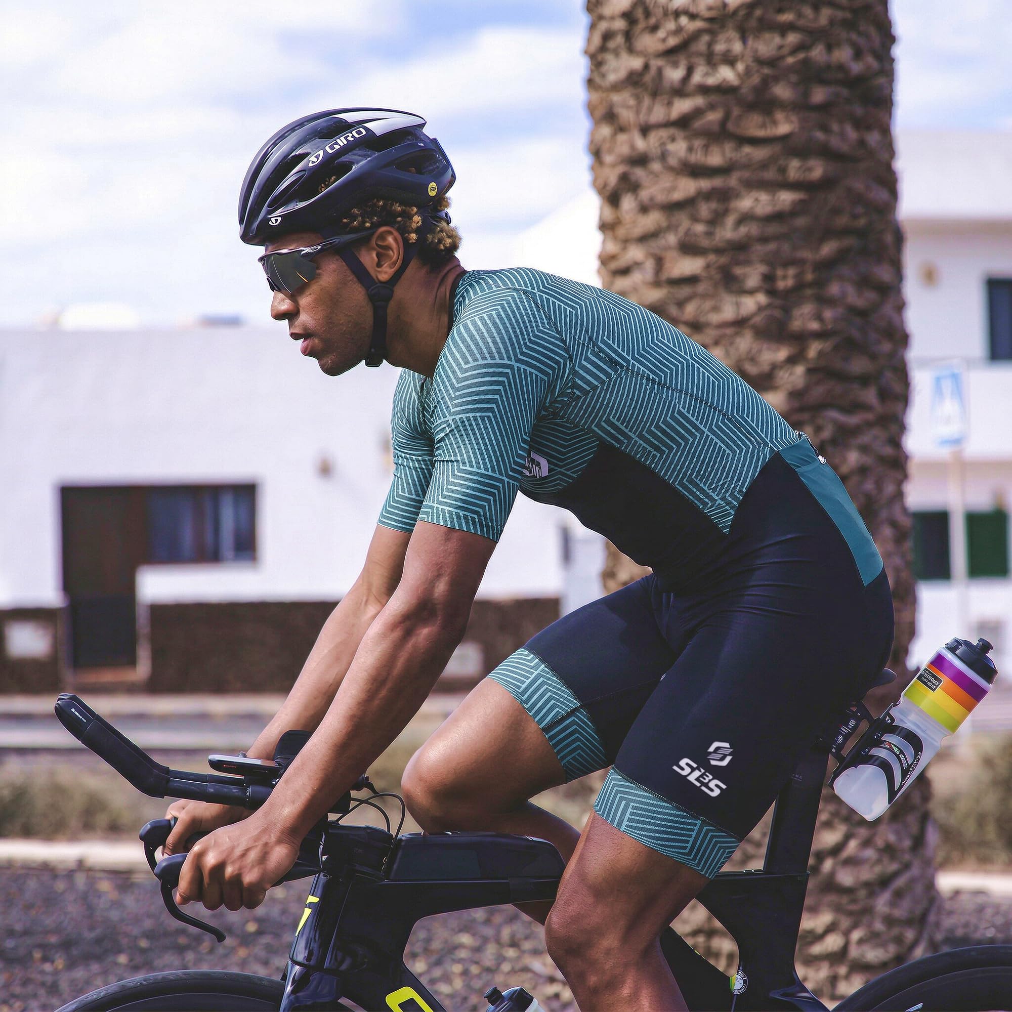 SLS3 Traje de Triatlón para Hombre - Tri Suit con Mangas Aerodinámicas para Hombre - Tejidos PRO FX para Triatlón Masculino (Sky Hex, L)