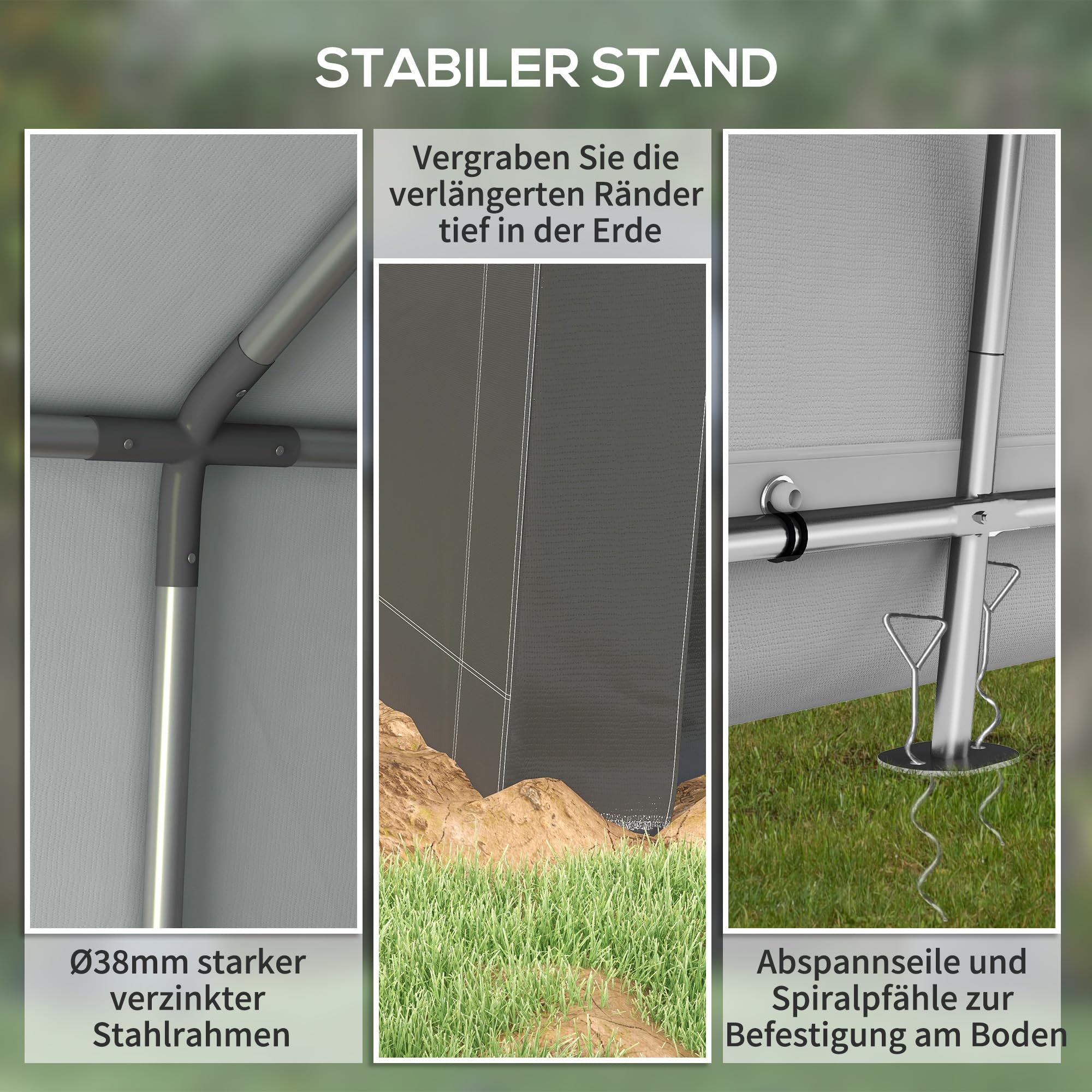 Outsunny Garagenzelt 3x3 m Wasserdicht Gerätezelt mit Rolltür Belüftungsfenster Verlängerte Kanten, UV-beständig Lagerzelt, Carport Zeltgarage Unterstand für Auto SUV Gartengeräte, Motorrad