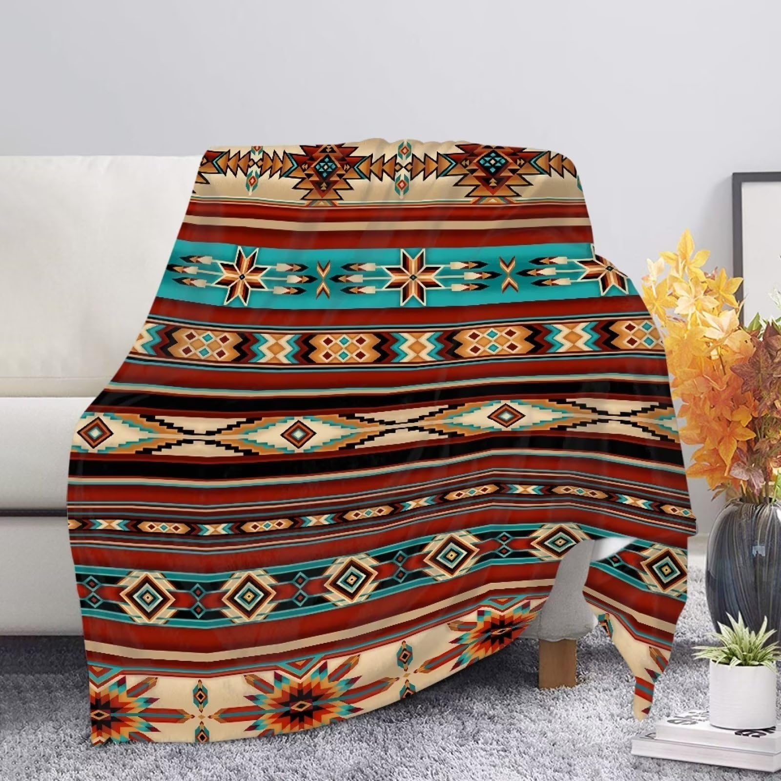 Couverture polaire haut de gamme grand confort au design aztèque du Sud-Ouest