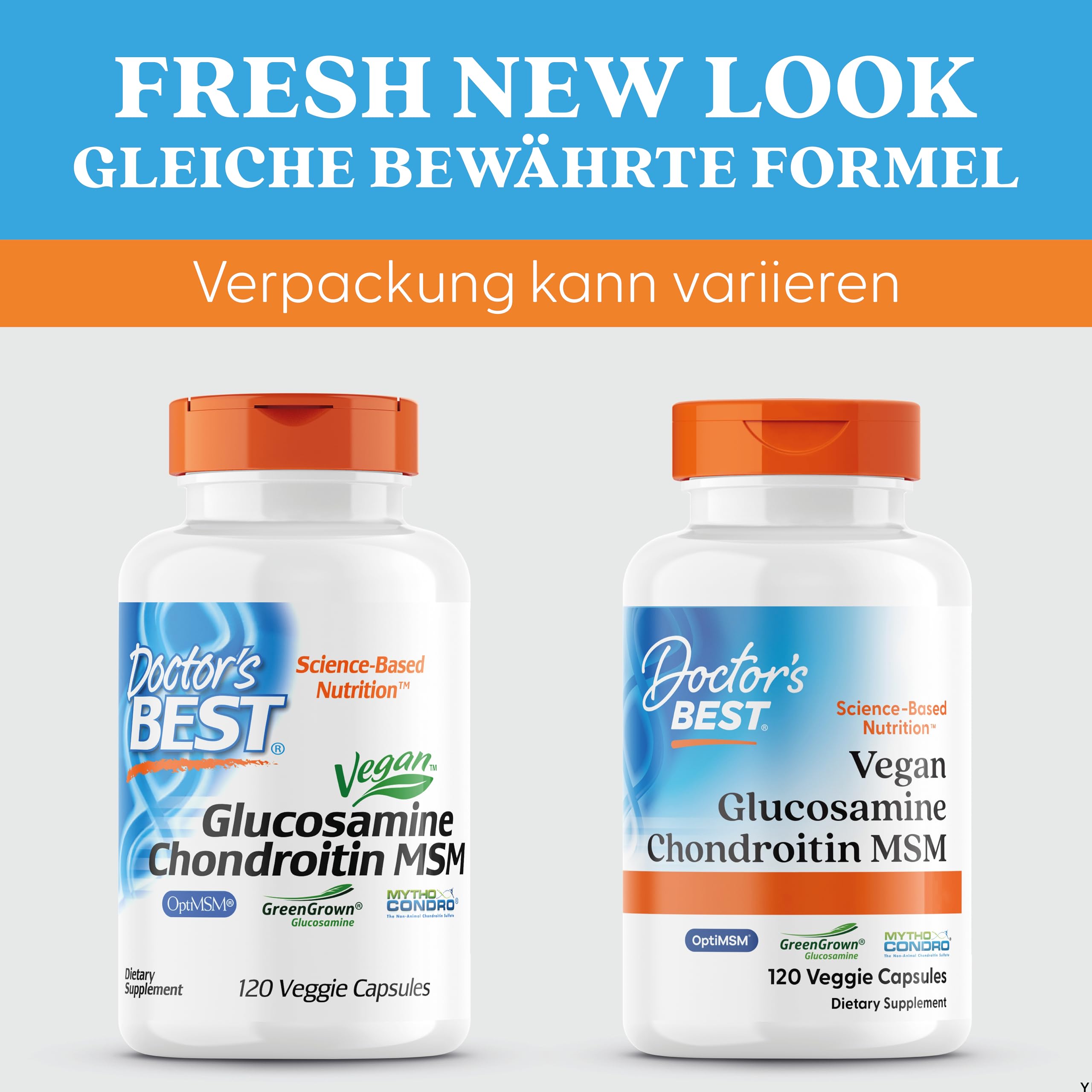 Doctor's Best, Glucosamine Chondroitin MSM, 120 vegane Kapseln, 750mg Glucosamine, 300mg Chondroitin & 500mg MSM je Dosis, Glutenfrei, Sojafrei, GMO frei, Geschmacksneutral