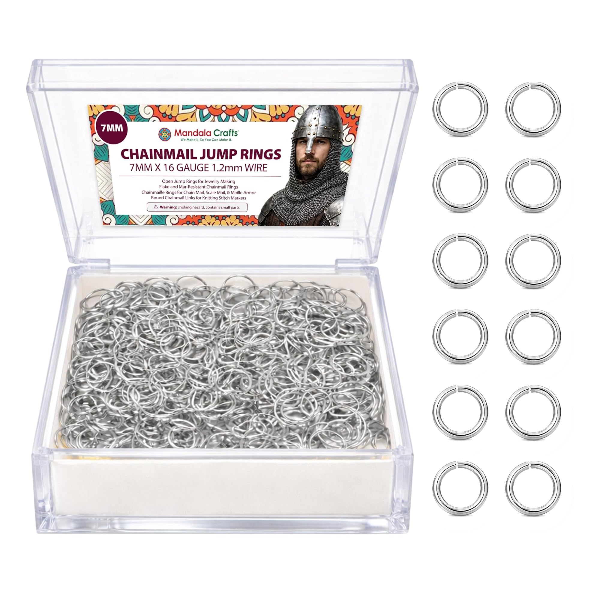 Amazon.com: Mandala Crafts 2500pcs 7mm Chainmail Jump Rings  display picture 3