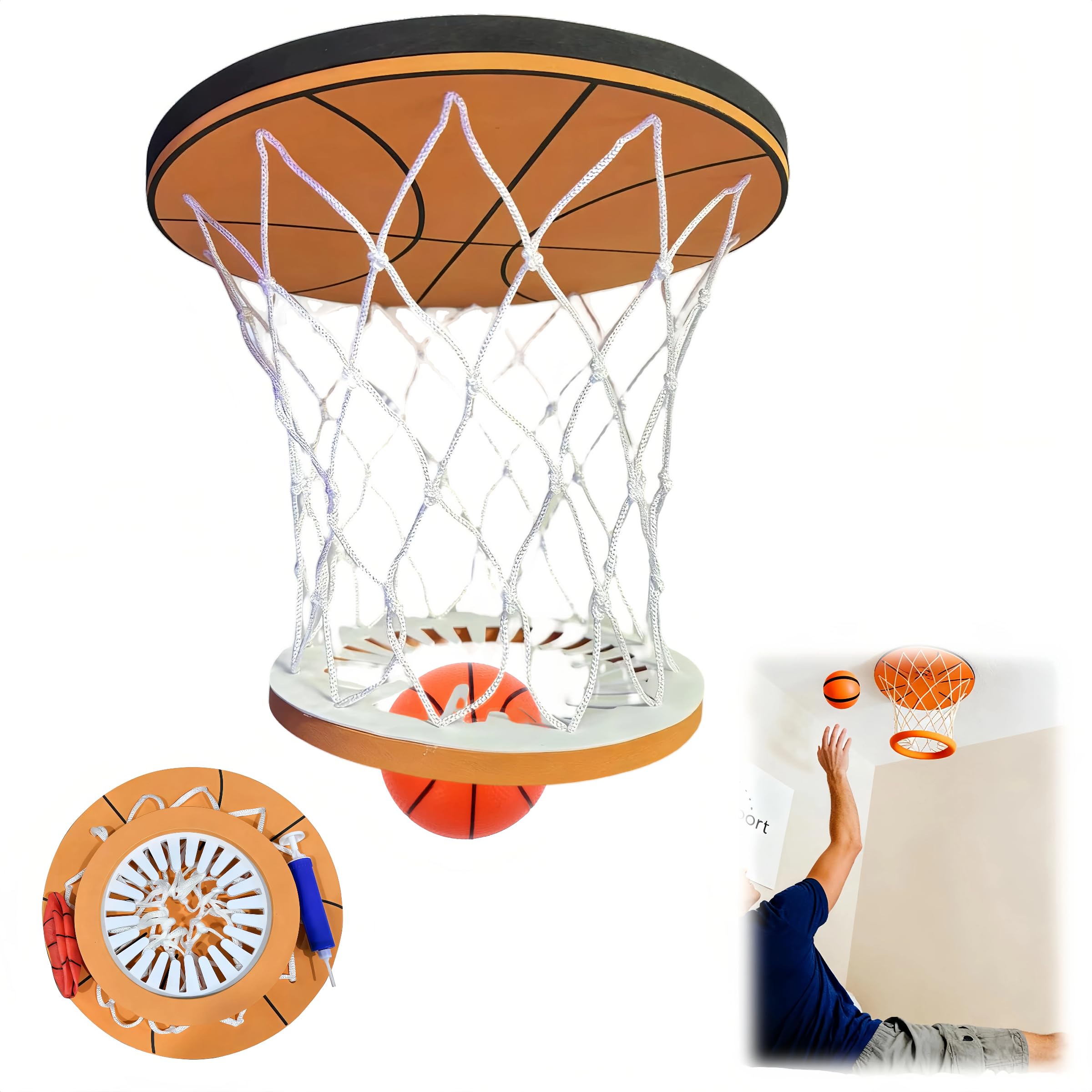 Hanging Indoor Basketball Hoop, Ceiling Swish Basketball Hoop with Mini Ball, Funny Wall Mount Sports Bedroom & Indoor Play Christmas Toys for Kids