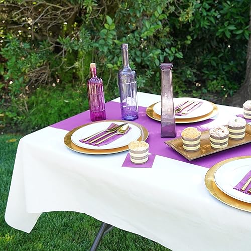 Miniatura 5 de AH AMERICAN HOMESTEAD Manteles de papel desechables para mesas rectangulares, paquete de 3, elegantes manteles blancos con tacto de lino Airlaid