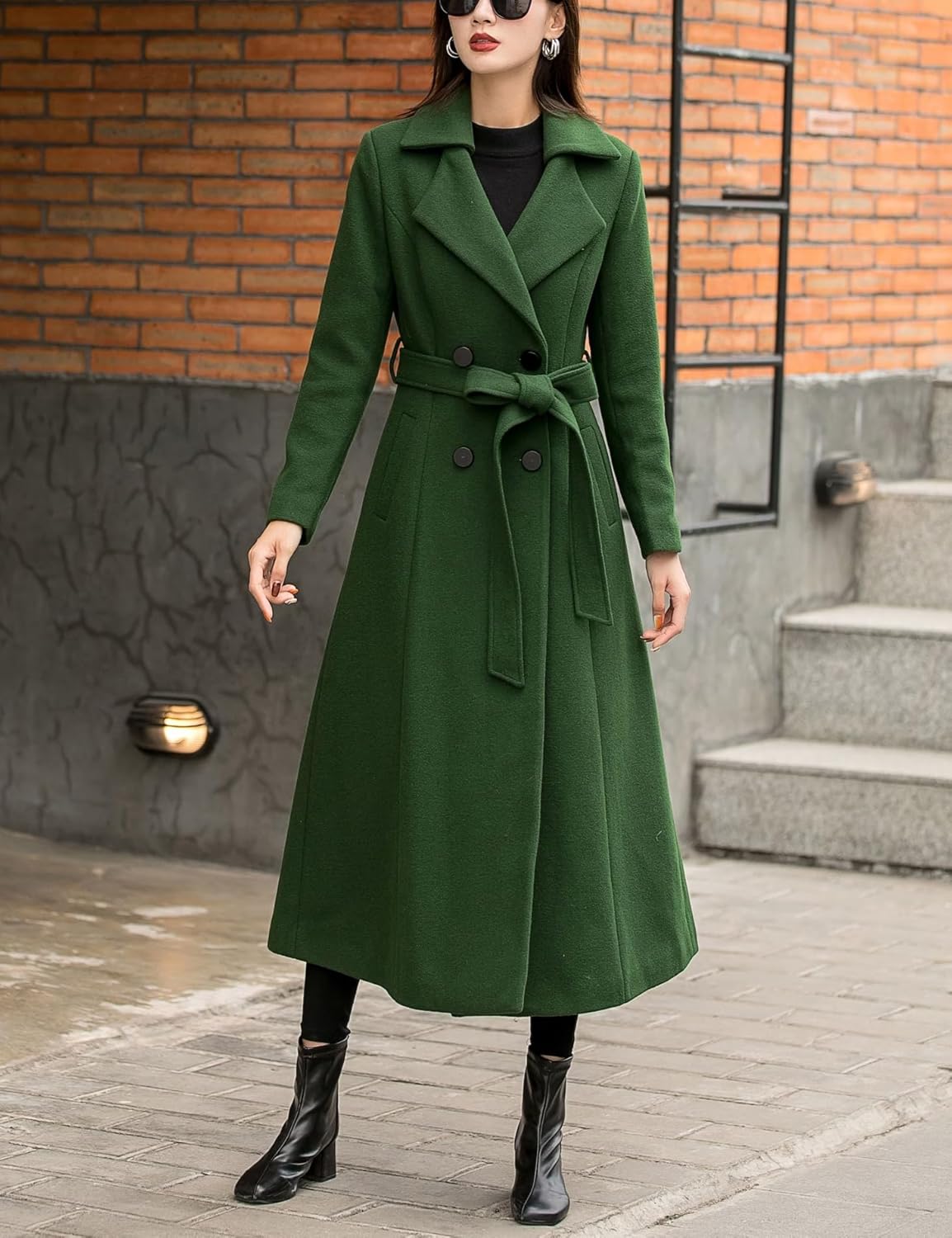 IDEALSANXUN Womens Long Wool Coats Fall Winter Double Breasted Trench Coat Peacoat Dressy Jackets - Image 5