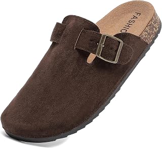 Suede Clogs for Women & Men Cork Footbed Leather Mules Potato Shoes