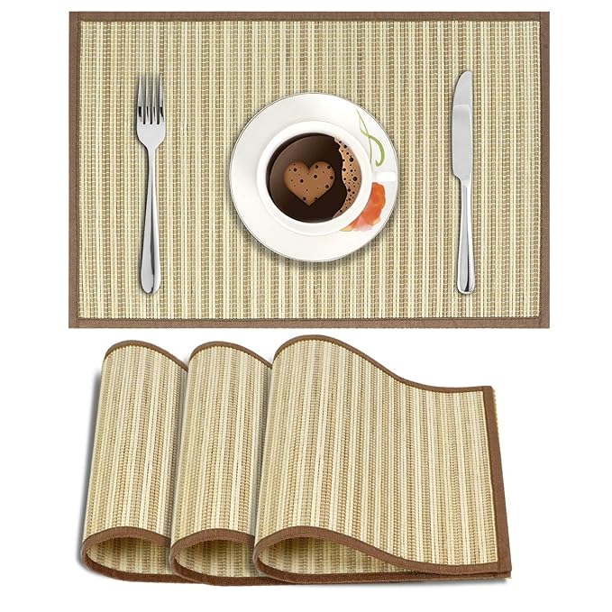 Buy HOKIPO Reversible Bamboo Table Mats for Dining Table, Set of 4