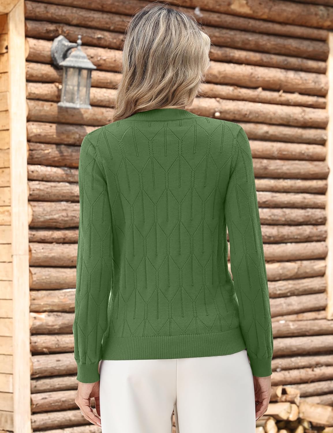 AKEWEI Fall Sweaters for Women 2026 V Neck Long Sleeve Pullover Crochet Dressy Casual Tops - Image 5