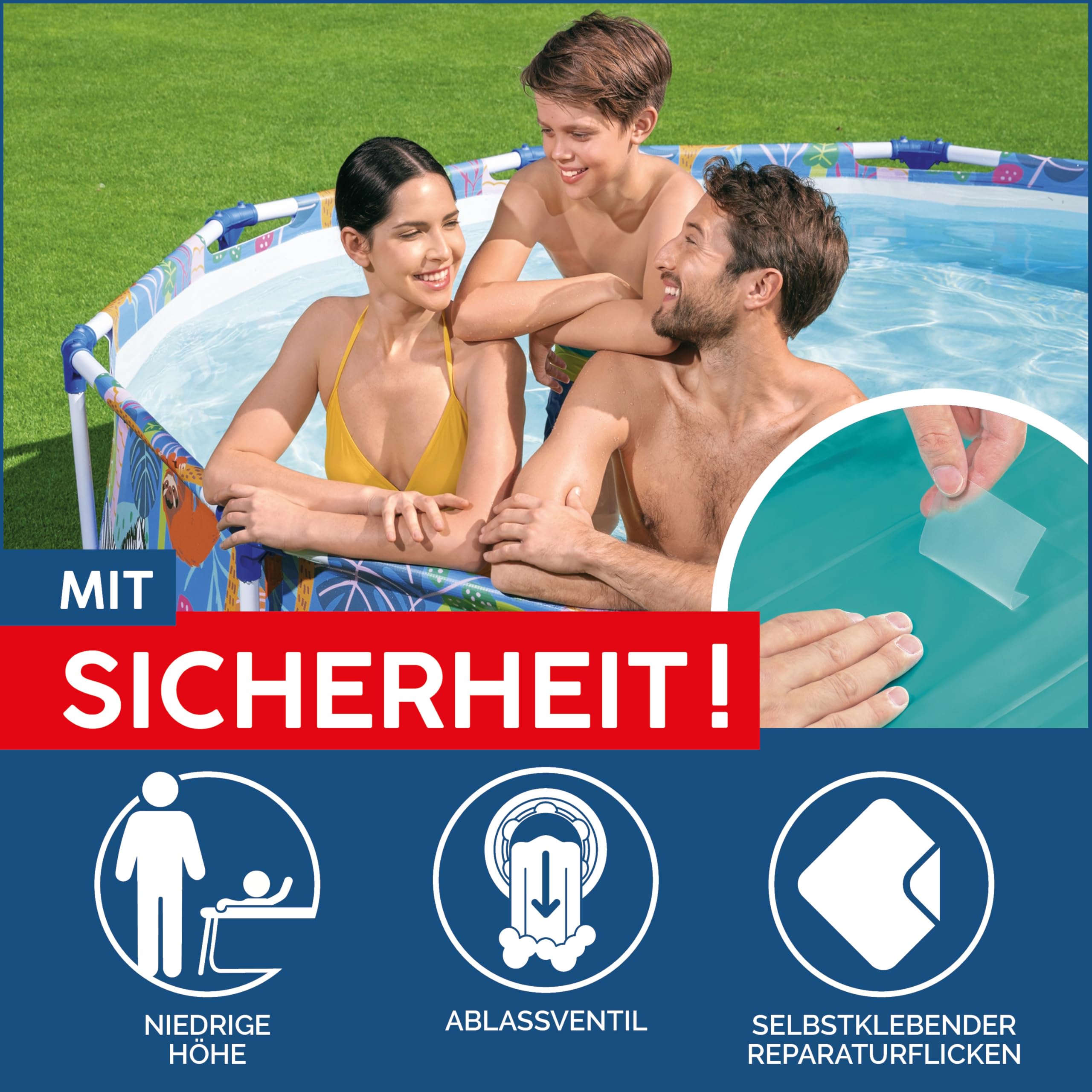 Bestway Steel Pro Paradise Frame Pool, rund, ohne Pumpe, 305 x 66 cm, 56985, Blau, Ø 305 x 66 cm