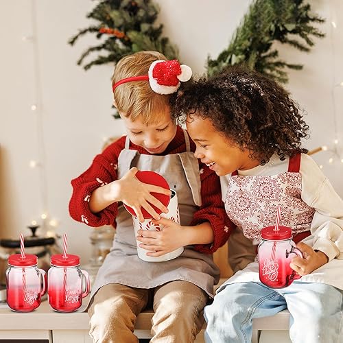 Miniatura 7 de Sliner Vaso de Navidad con asa, taza de batido de 16 onzas con tapa y pajita, reutilizable, regalo de Navidad, vaso de boca grande decorativa para