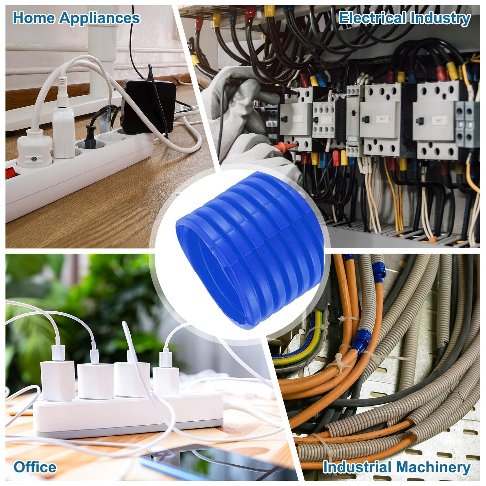 sourcing map Tubo flessibile per cavi da 3 cm, 3 m, con strumento di installazione, per gestione dei cavi, per ufficio, casa, cavi elettrici e automobilistici, blu