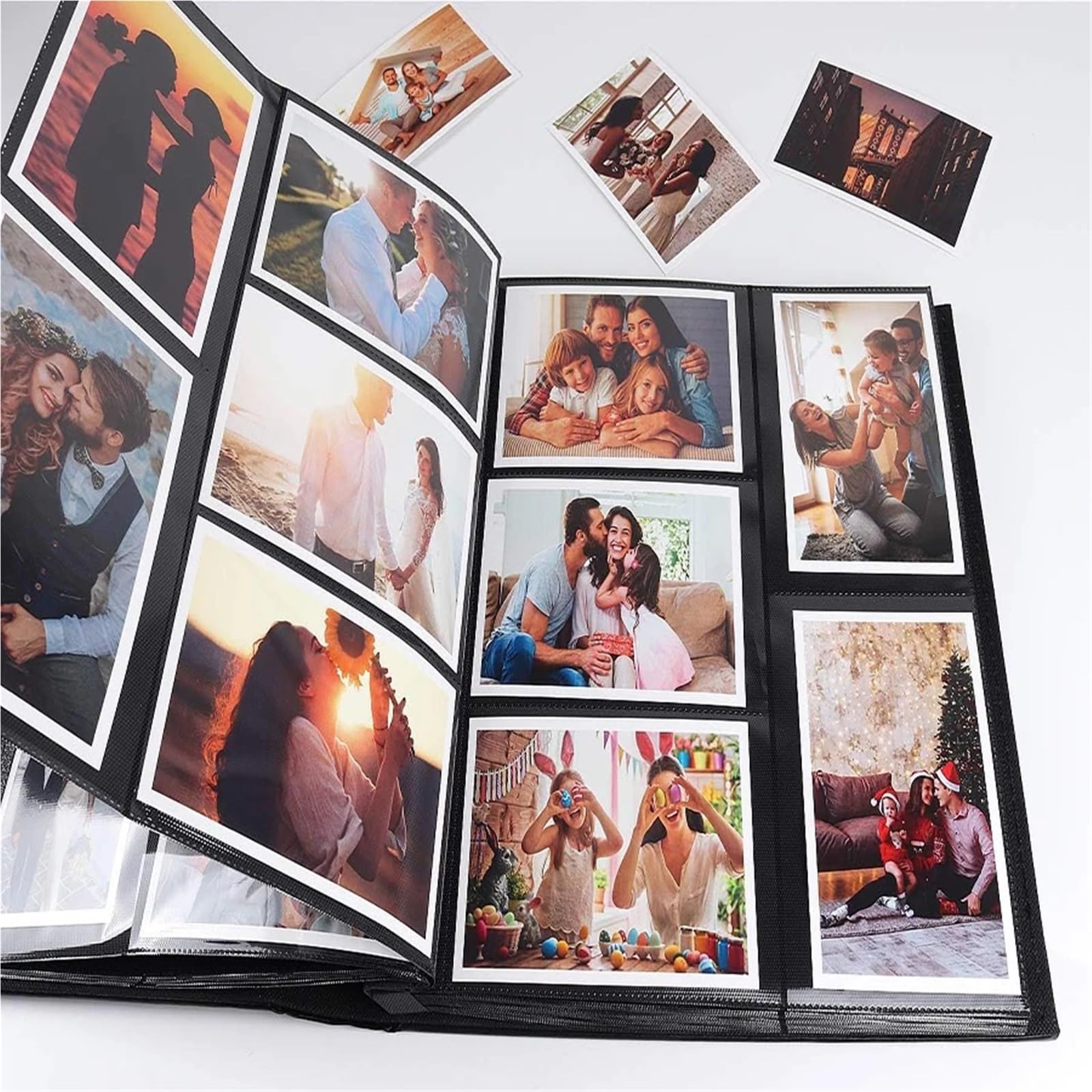 Álbum de fotos con 500 bolsillos, capacidad extra grande, álbumes familiares for bodas, for horizontales y verticales 4 x 6 pulgadas para Viajes en Familia(Brown)